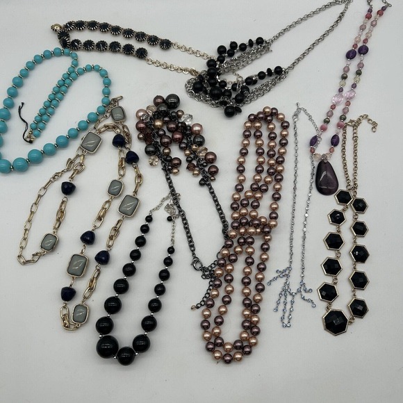 Vintage - Now Beaded Costume Jewelry 10 Pc Lot Mixed Wearable Sell Repurpose - Picture 1 of 5